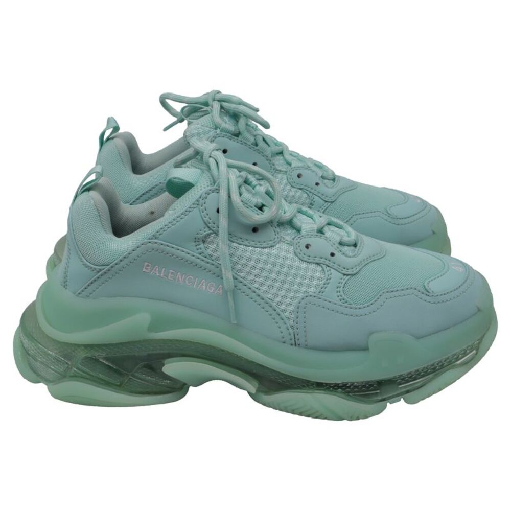 Balenciaga Triple S Clear Sole Sneakers in Mint Polyester